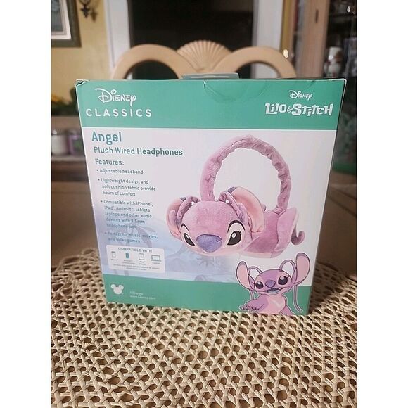 Disney Lilo and Stitch Angel Plush Wired Headphones Kids Girls Pink And Purple - Picture 4 of 4